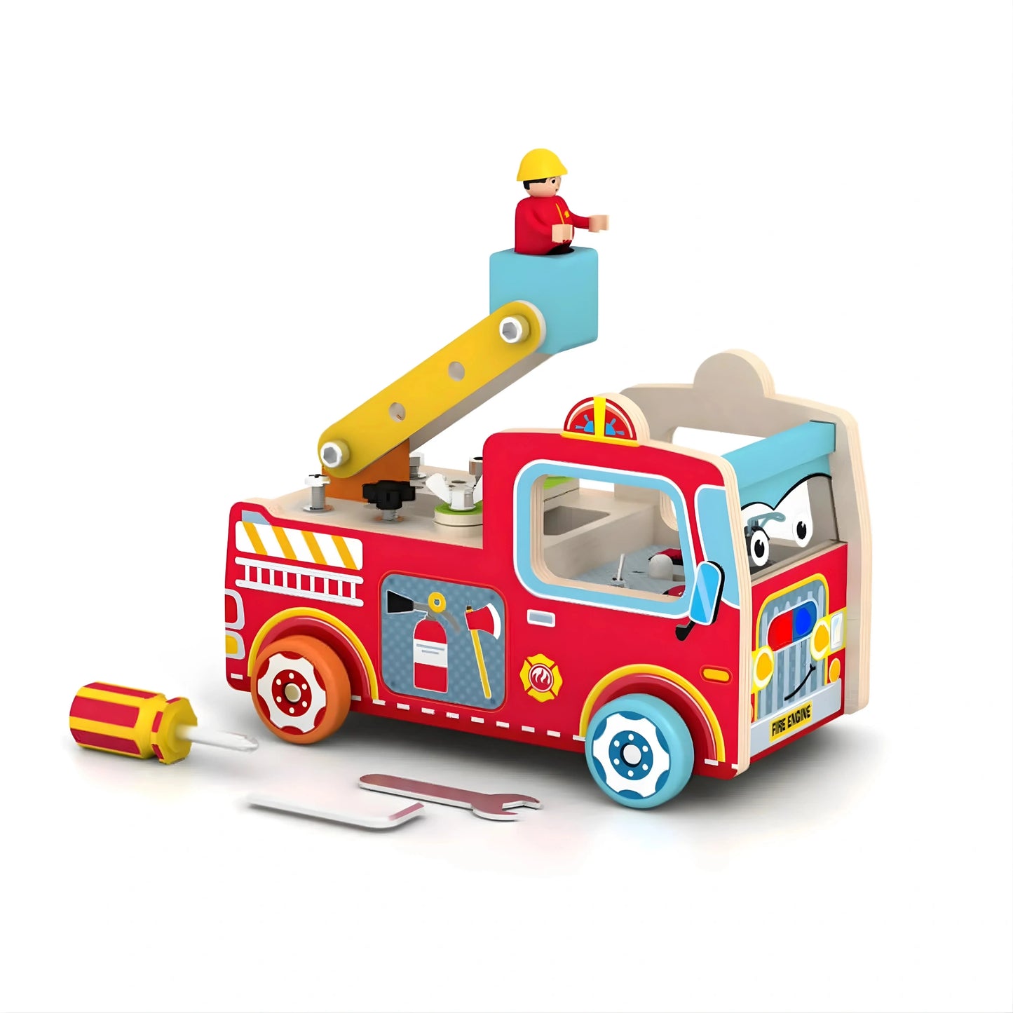 Wooden Fire Truck Toy