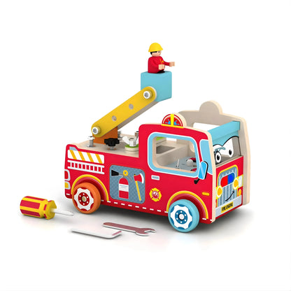 Wooden Fire Truck Toy
