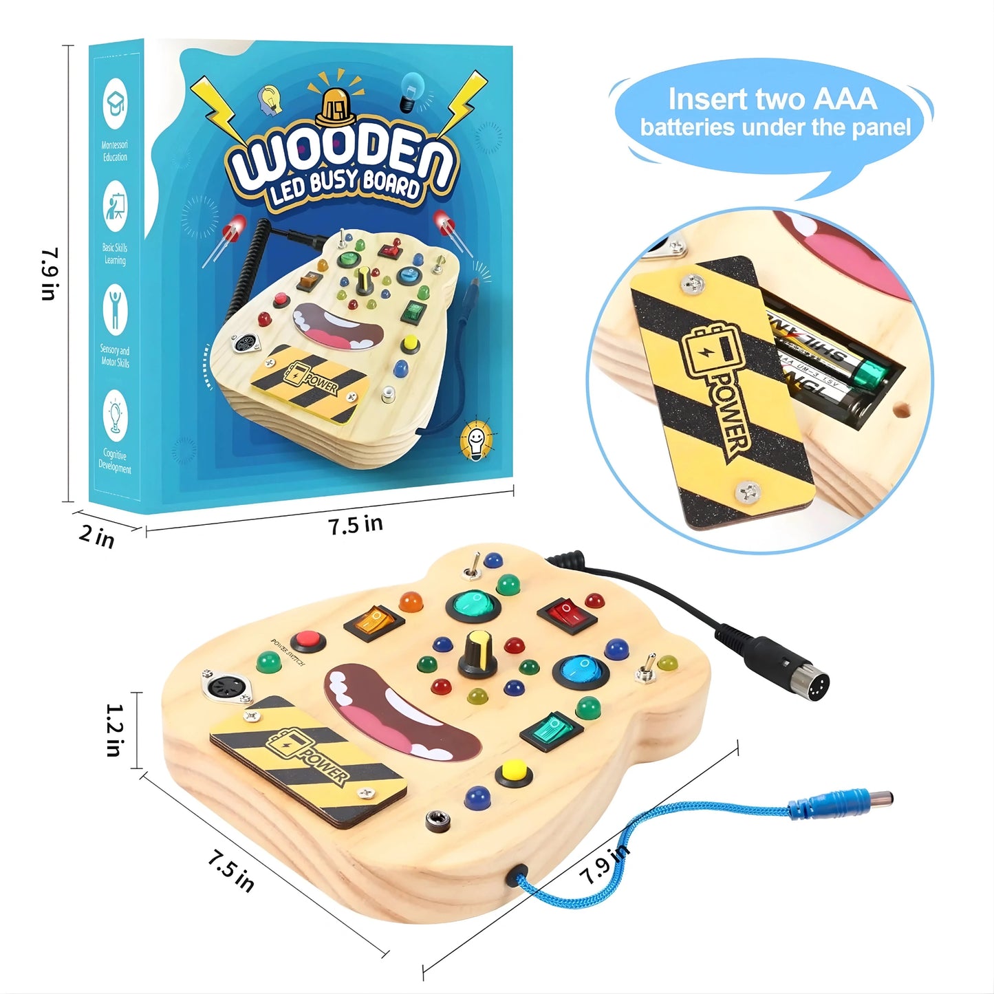 Wooden LED Busy Board for Toddlers