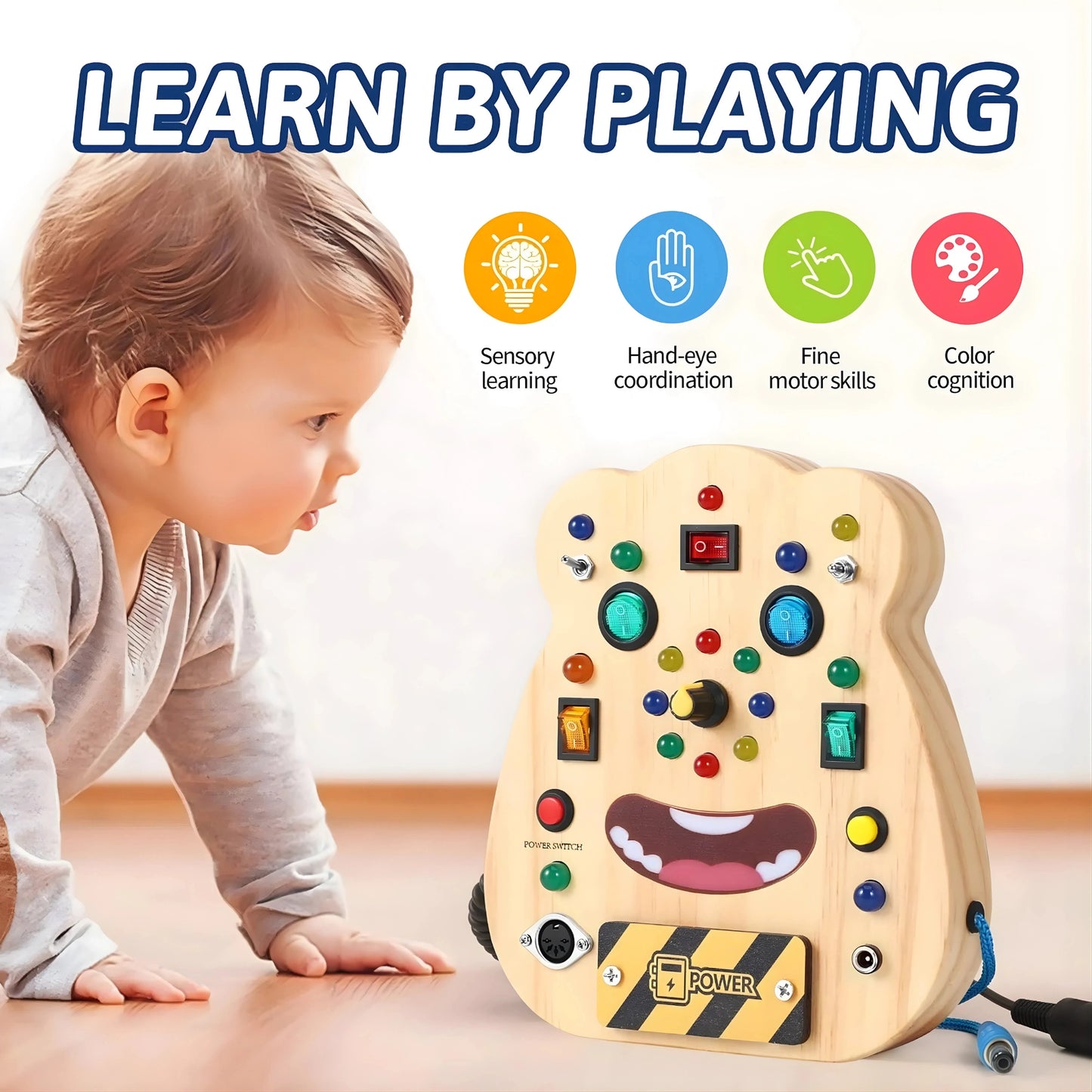 Wooden LED Busy Board for Toddlers