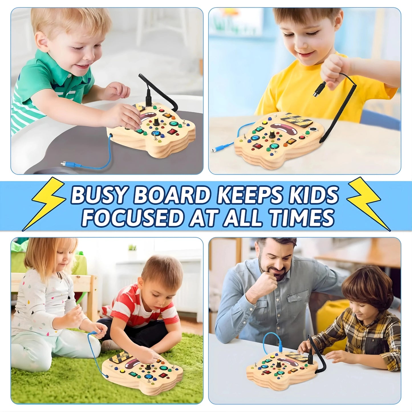 Wooden LED Busy Board for Toddlers
