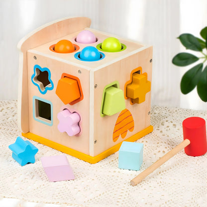 Owl Shape Sorter Wooden Toy with Hammer
