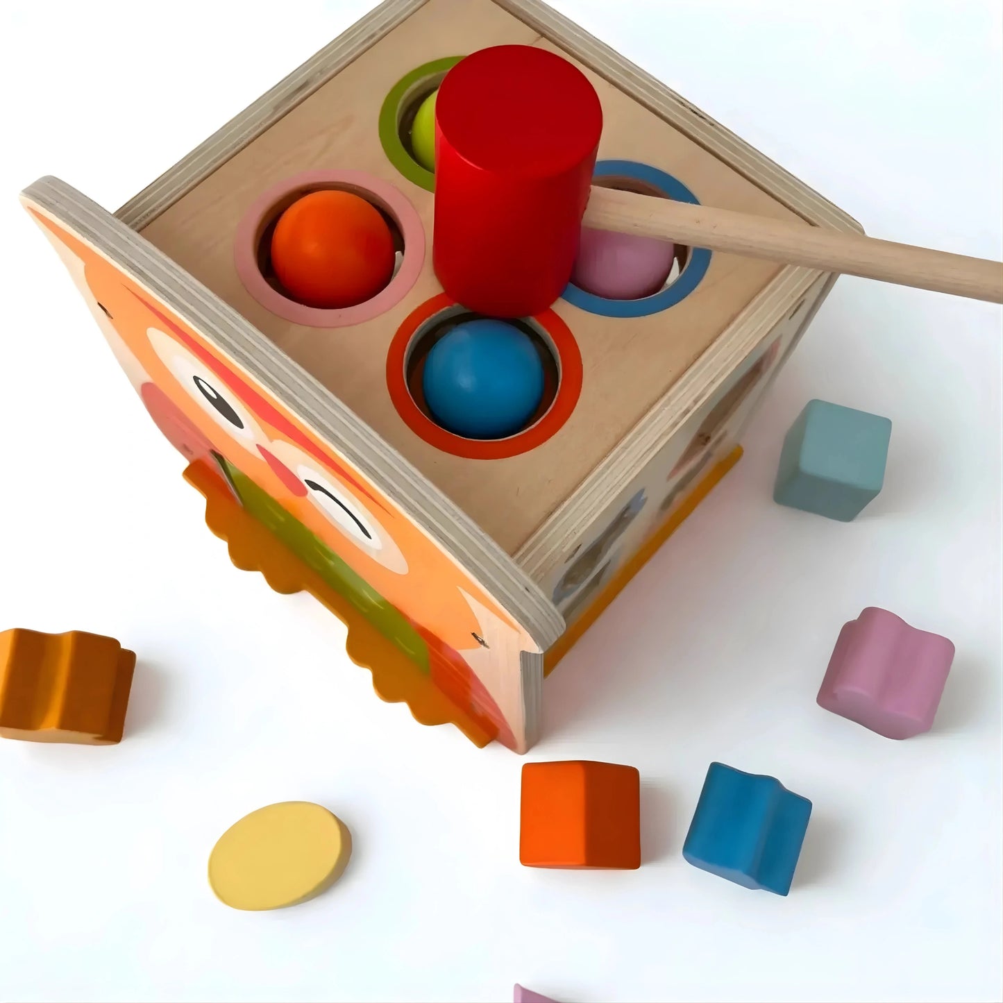 Owl Shape Sorter Wooden Toy with Hammer