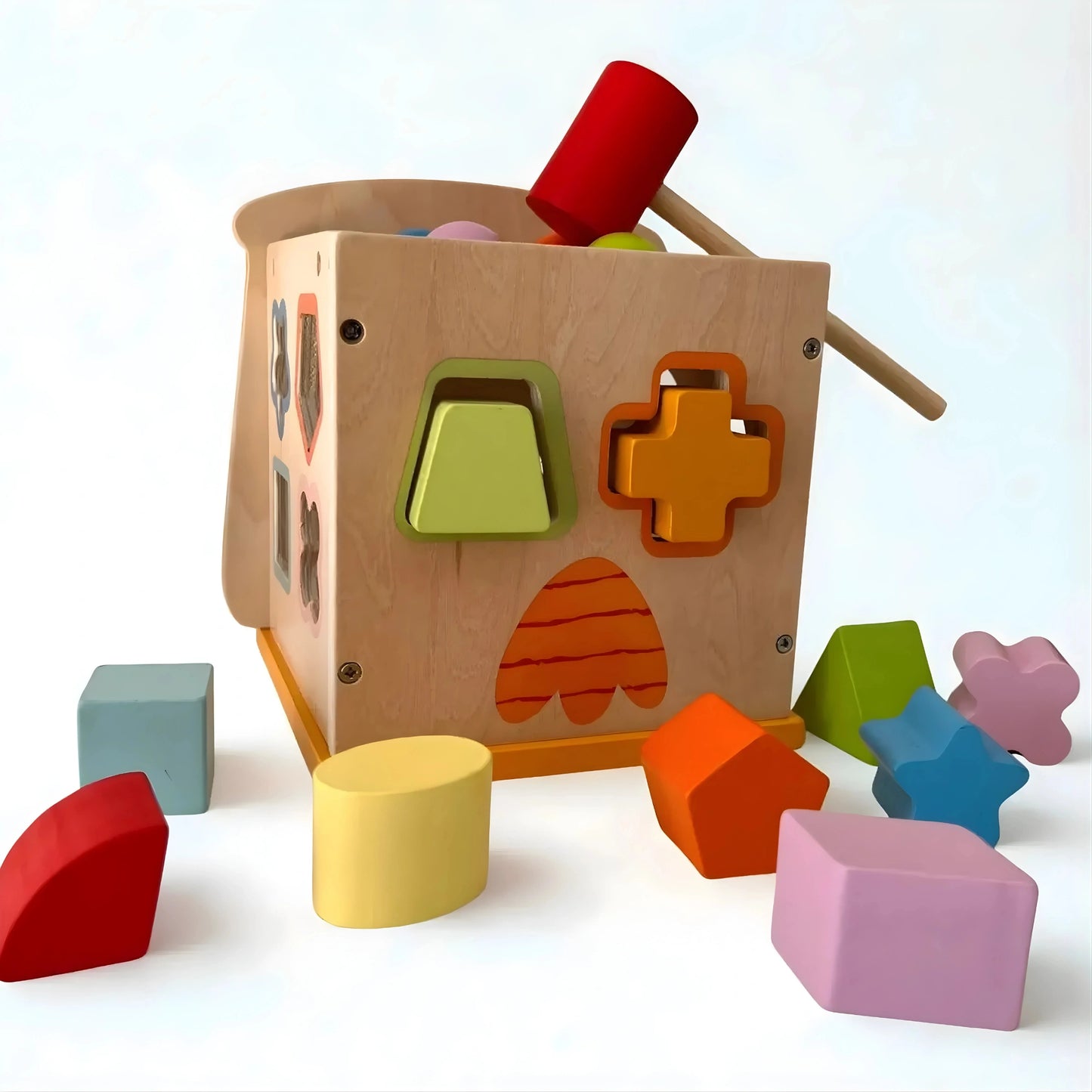Owl Shape Sorter Wooden Toy with Hammer