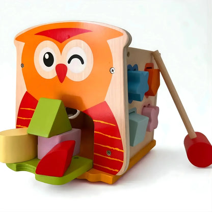 Owl Shape Sorter Wooden Toy with Hammer