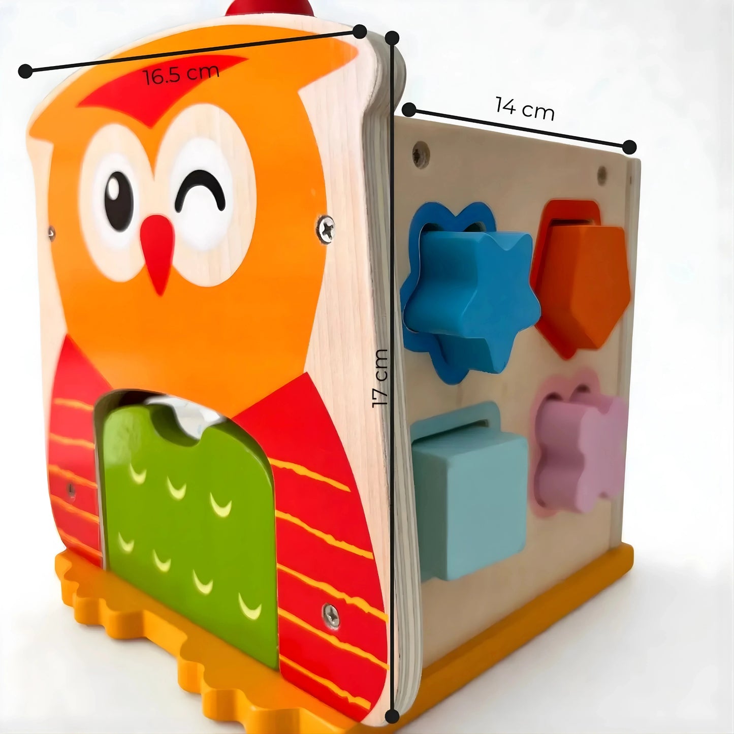 Owl Shape Sorter Wooden Toy with Hammer