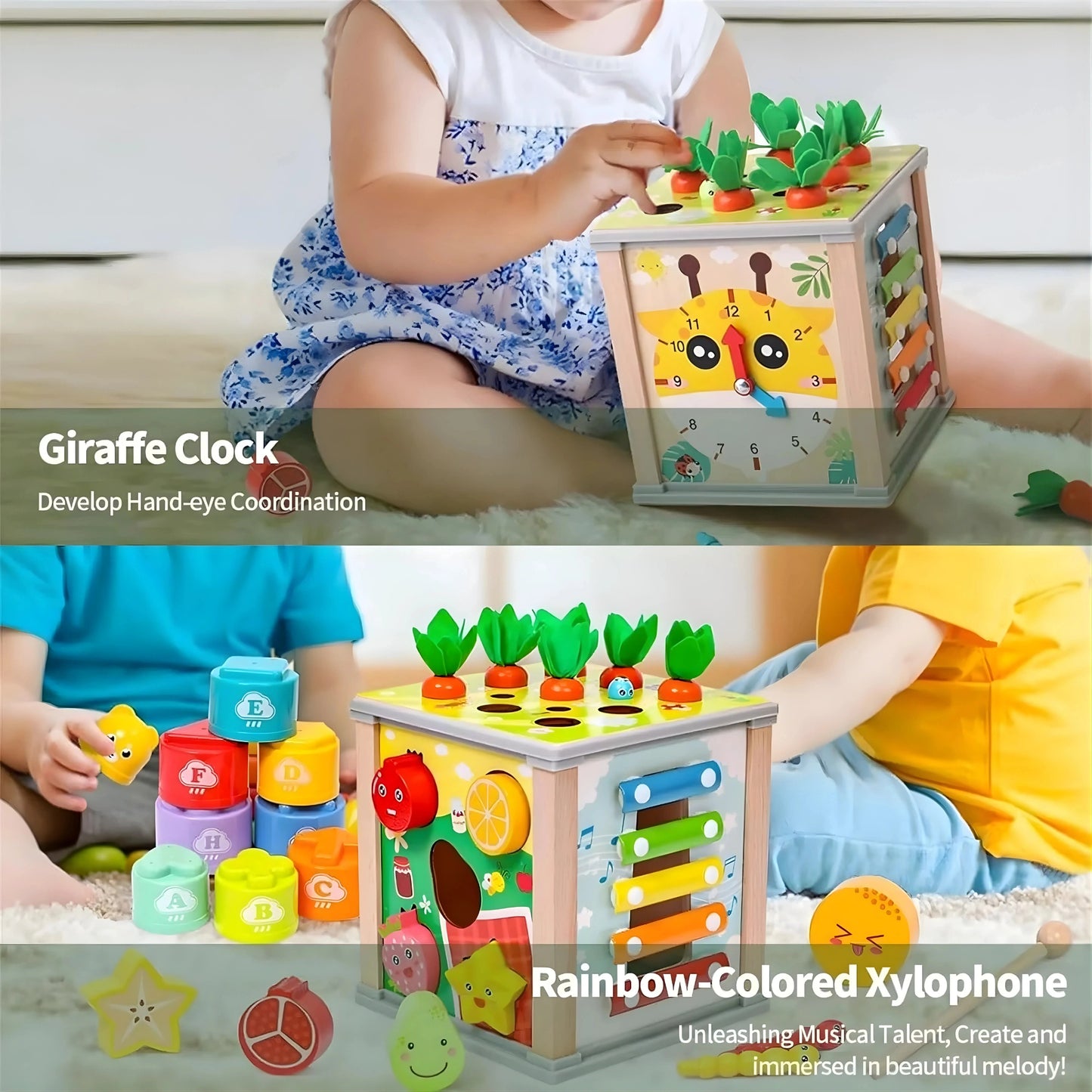 7-in-1 Wooden Activity Cube Toy