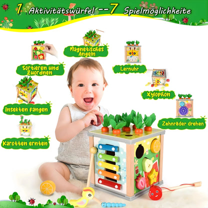 7-in-1 Wooden Activity Cube Toy