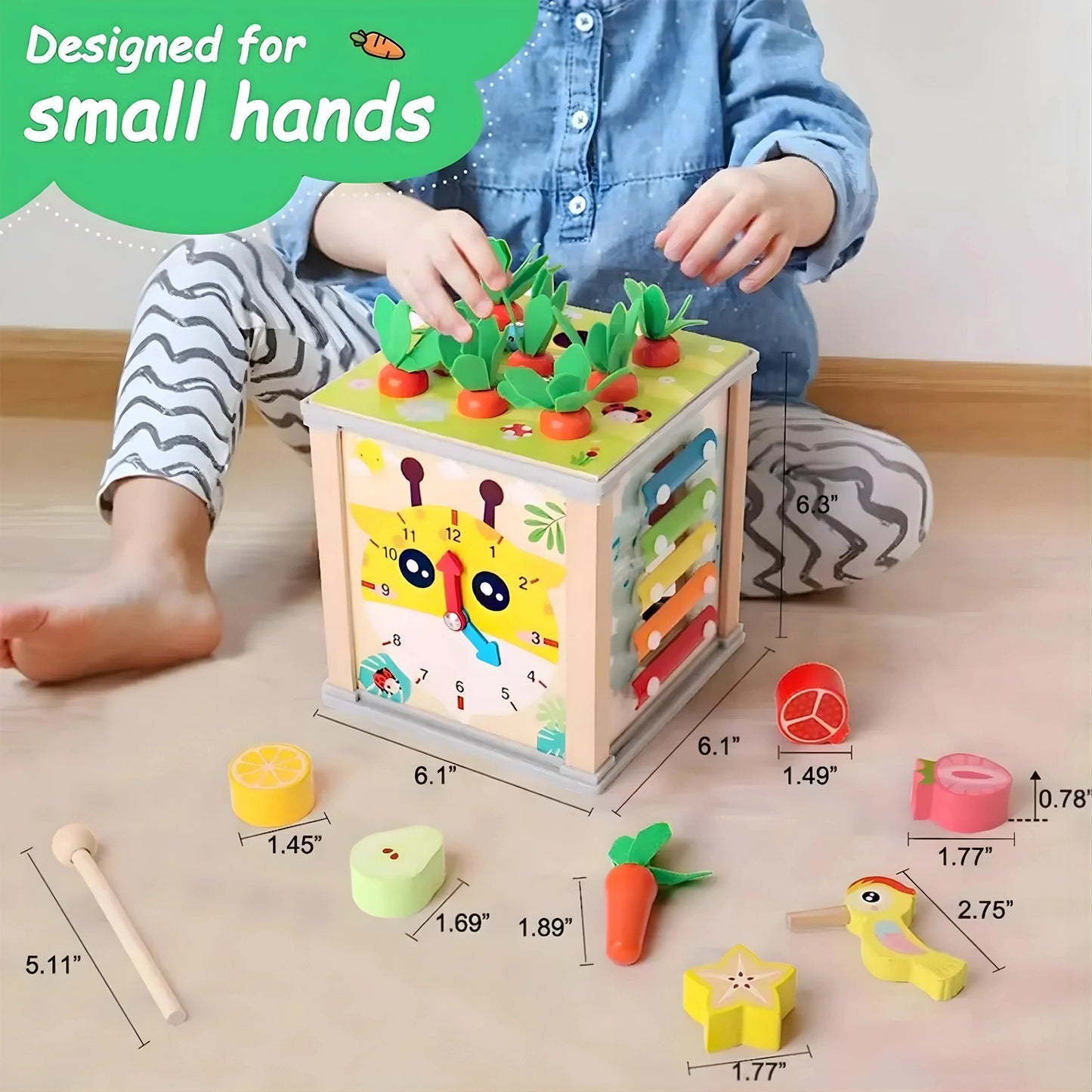 7-in-1 Wooden Activity Cube Toy