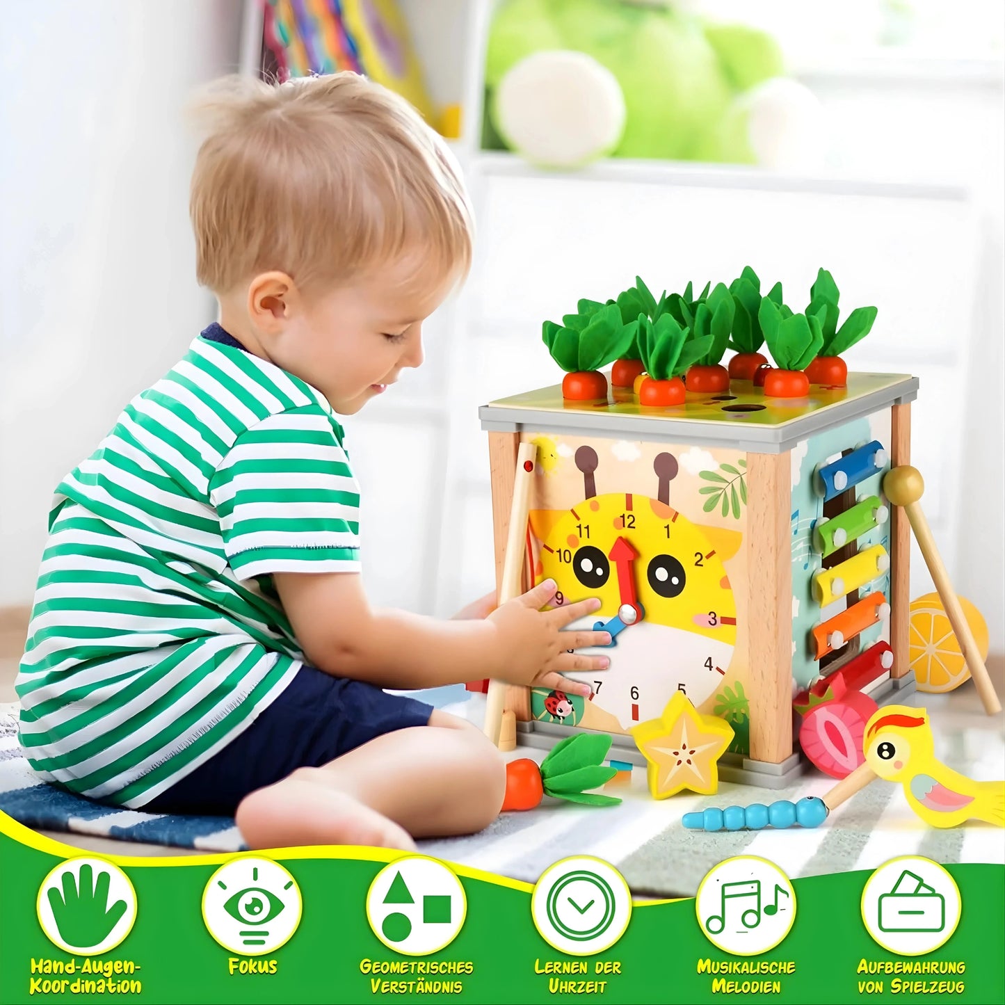 7-in-1 Wooden Activity Cube Toy