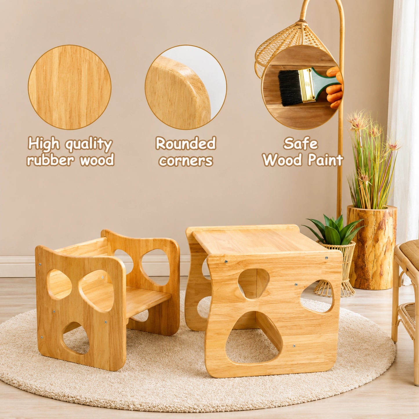 Montessori Wooden Table & Chair Set