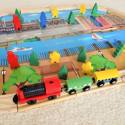 Wooden Train Track Set
