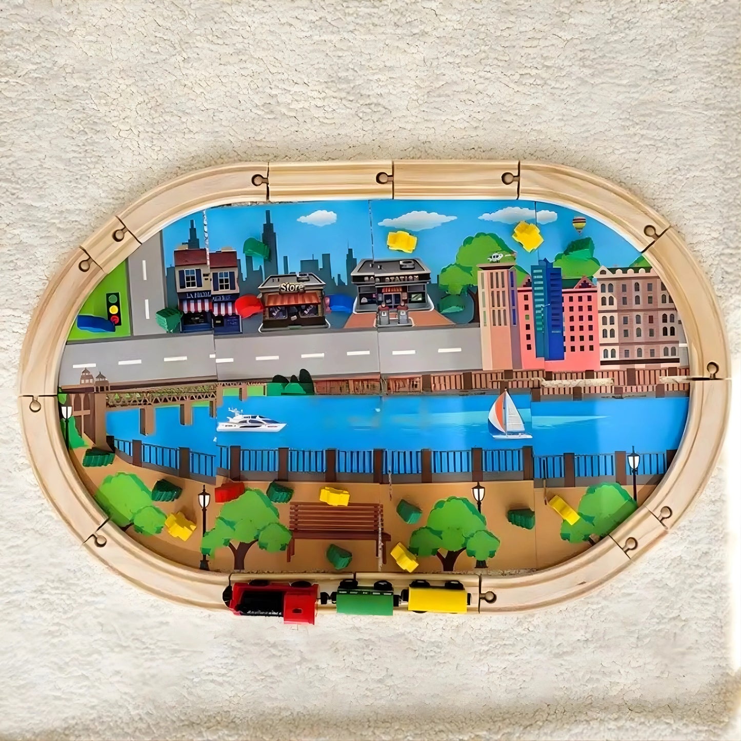 Wooden Train Track Set