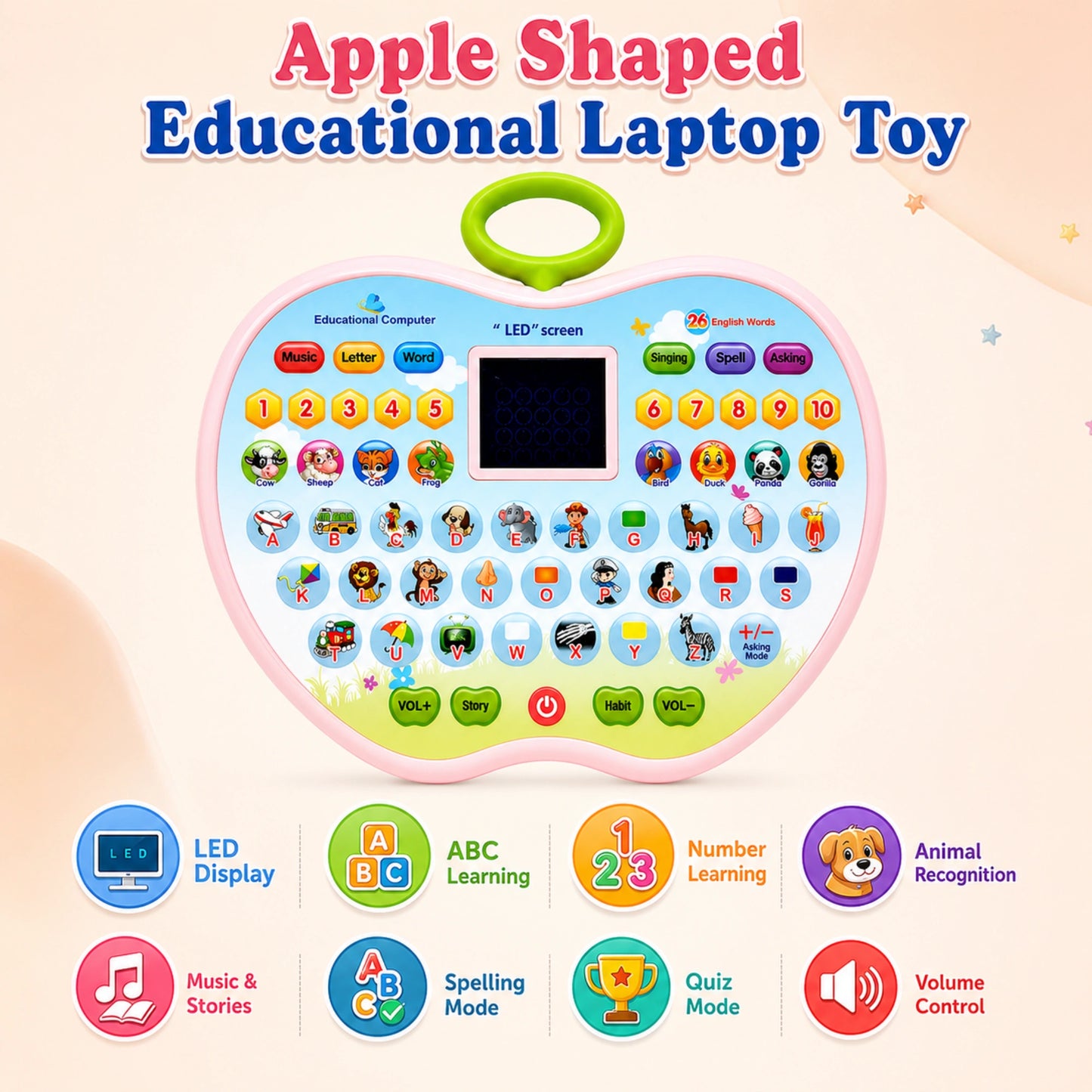 Apple Shaped Educational Learning Pad