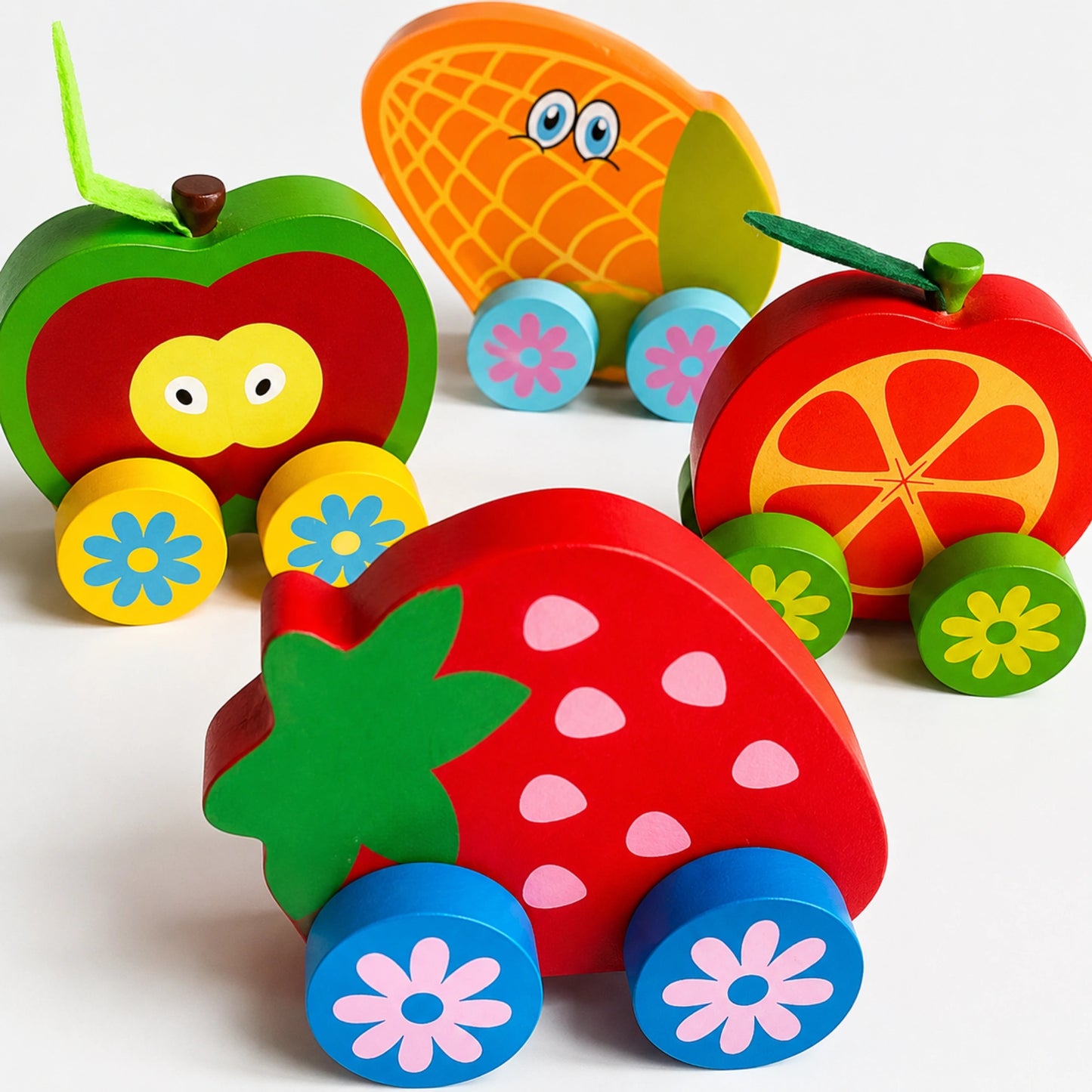 Wooden Fruit Cars Toy Set