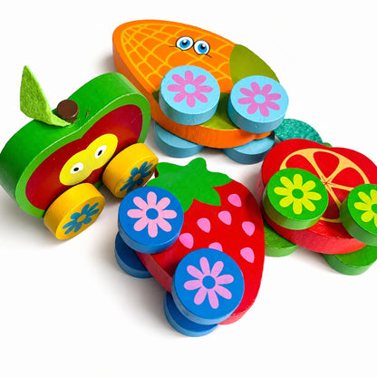 Wooden Fruit Cars Toy Set