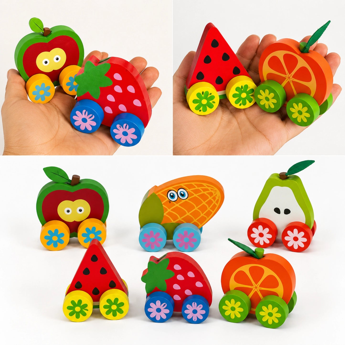 Wooden Fruit Cars Toy Set