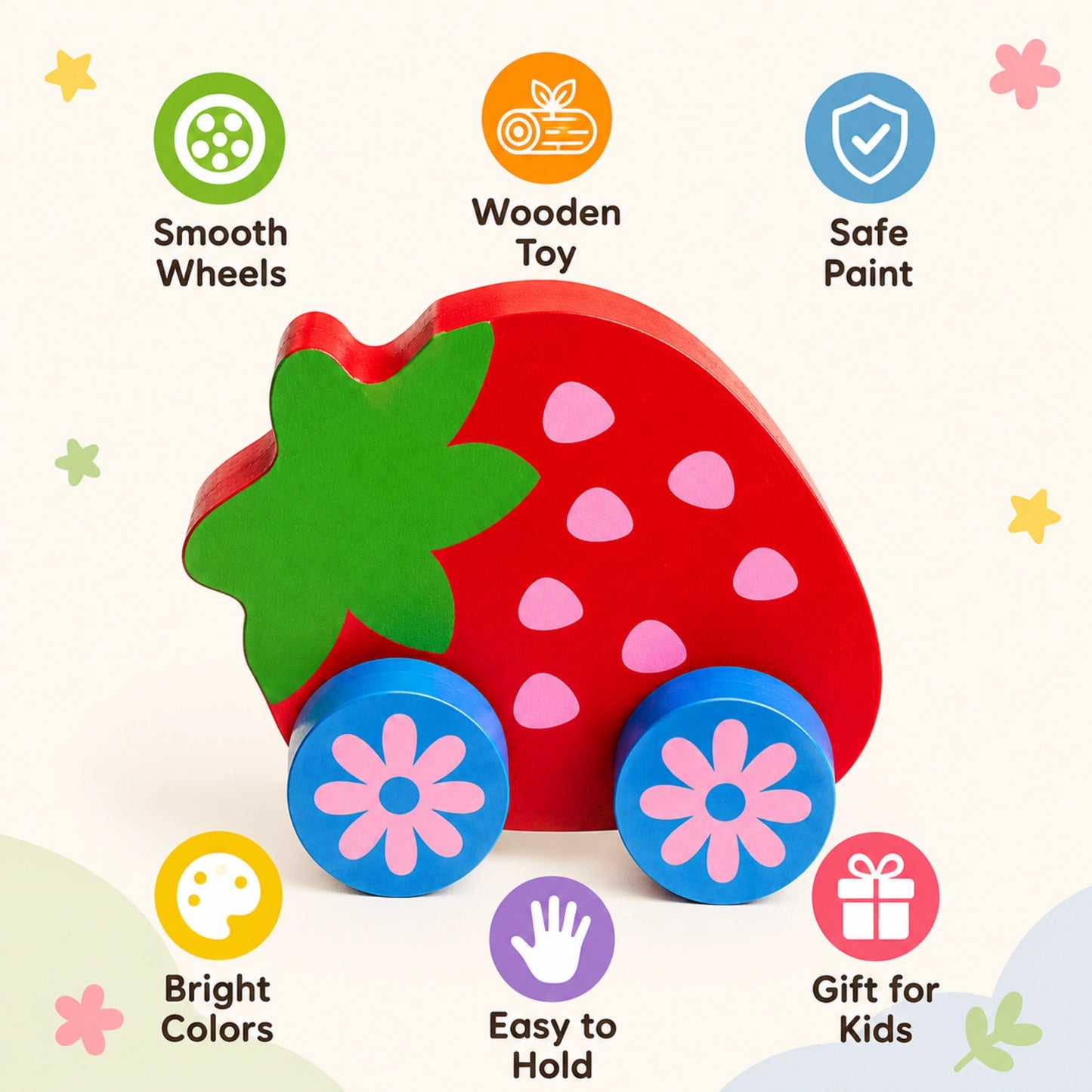 Wooden Fruit Cars Toy Set