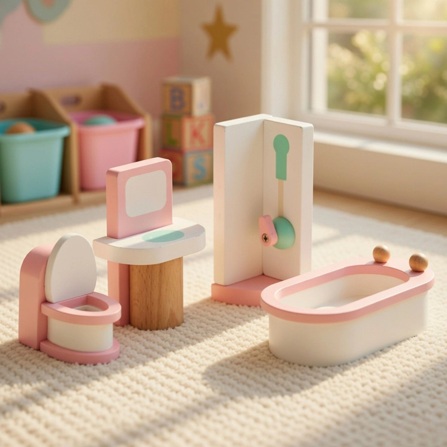 Mini Wooden Dollhouse Furniture Set