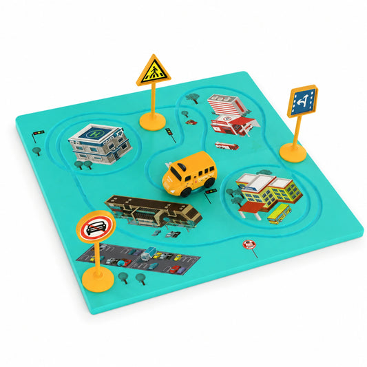 Magnetic School Bus Race Track Toy