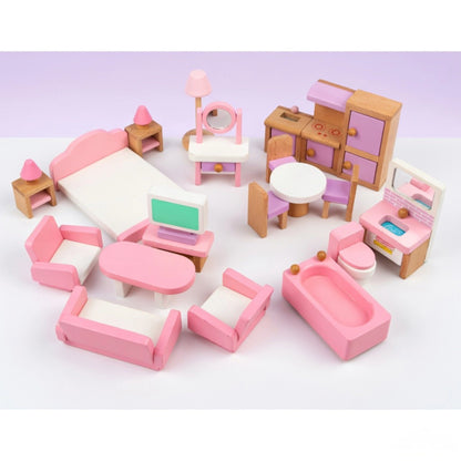 Mini Wooden Dollhouse Furniture Set