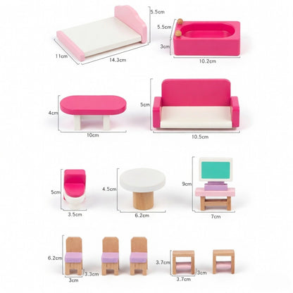 Mini Wooden Dollhouse Furniture Set