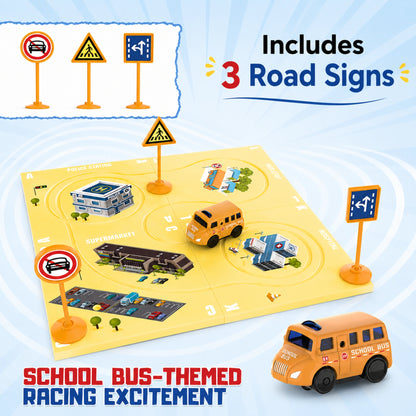 Magnetic School Bus Race Track Toy