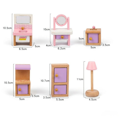 Mini Wooden Dollhouse Furniture Set
