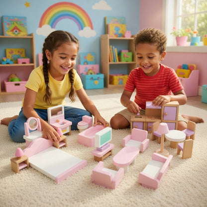 Mini Wooden Dollhouse Furniture Set