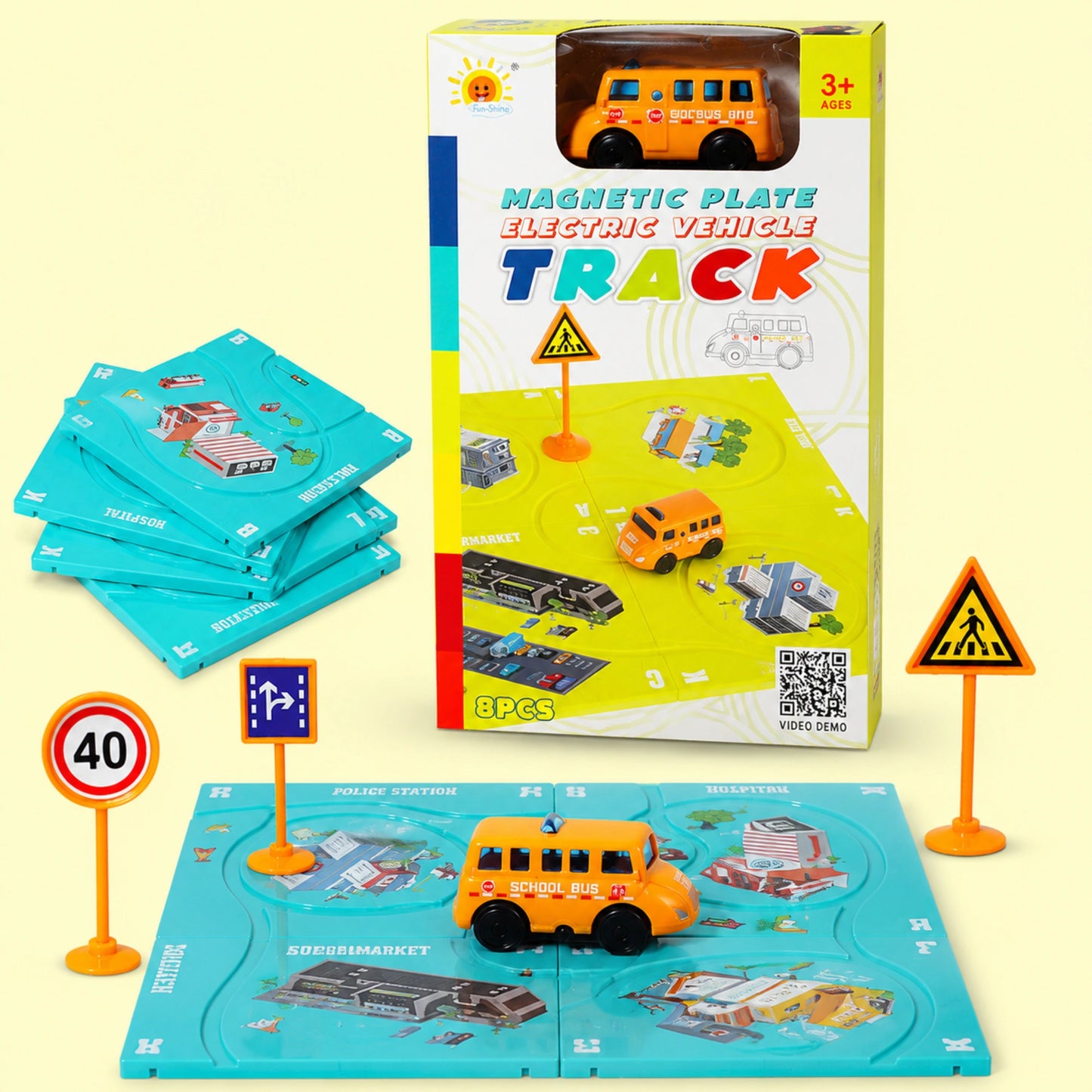 Magnetic School Bus Race Track Toy