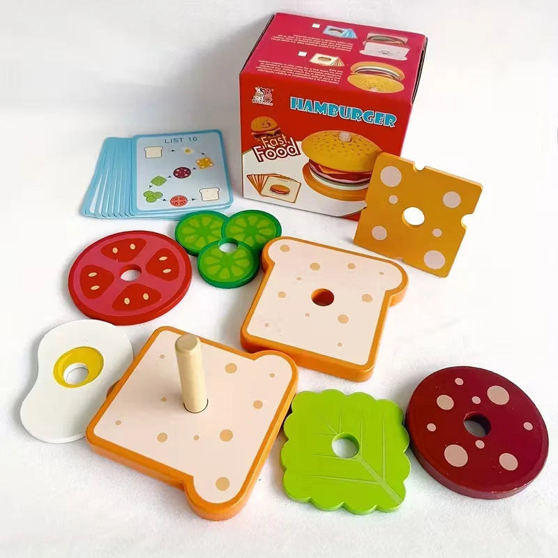 Wooden Sandwich Puzzle: Enhance Spatial Logic, Focus, And Observation Skills for Ages 3-6