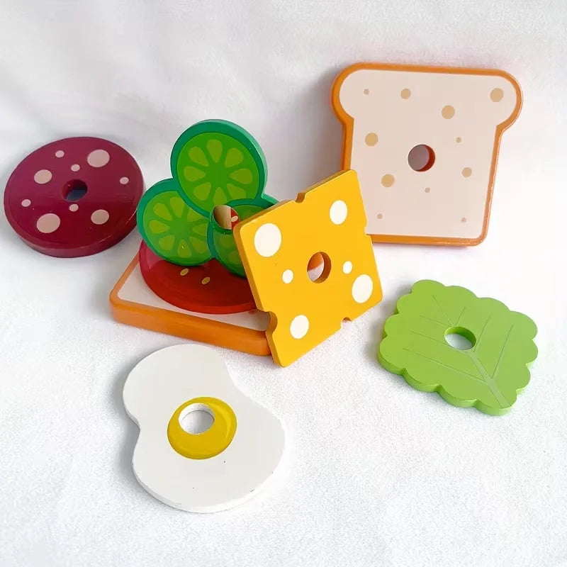 Wooden Sandwich Puzzle: Enhance Spatial Logic, Focus, And Observation Skills for Ages 3-6