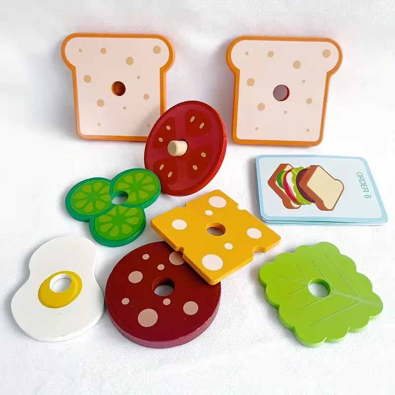 Wooden Sandwich Puzzle: Enhance Spatial Logic, Focus, And Observation Skills for Ages 3-6