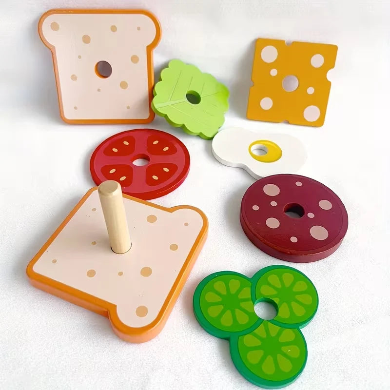 Wooden Sandwich Puzzle: Enhance Spatial Logic, Focus, And Observation Skills for Ages 3-6