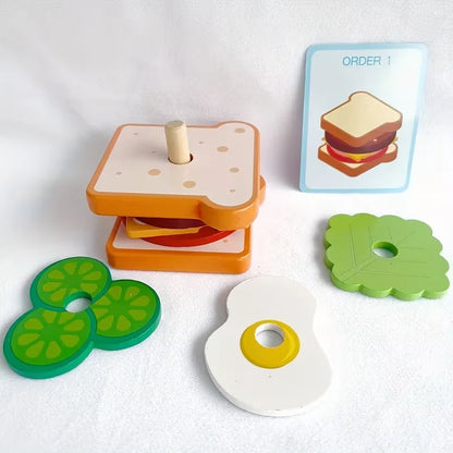 Wooden Sandwich Puzzle: Enhance Spatial Logic, Focus, And Observation Skills for Ages 3-6
