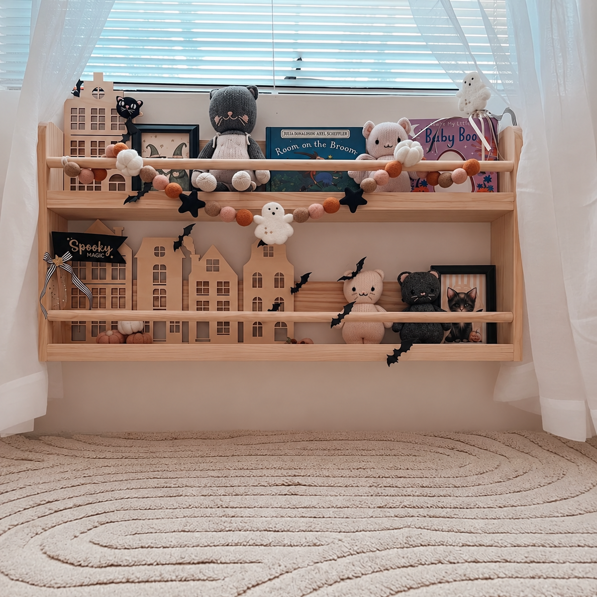 Front-Facing Wall Bookshelf, 2 Tier