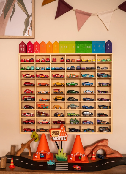 Wooden Diecast Display Rack, 60 Slots, 1:64