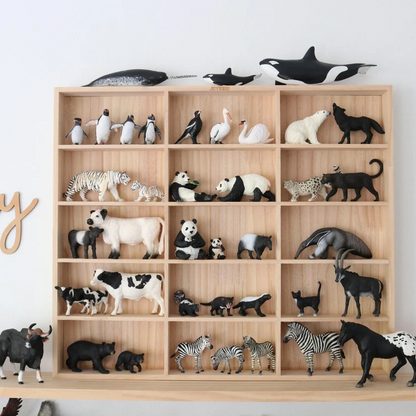 Wooden Figurine & Loose Parts Display Shelf, 15 Compartments