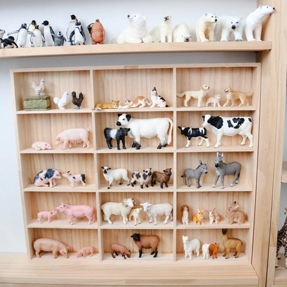 Wooden Figurine & Loose Parts Display Shelf, 15 Compartments