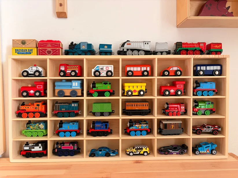 Wooden Diecast Display Rack, 30 Slots, 1:64