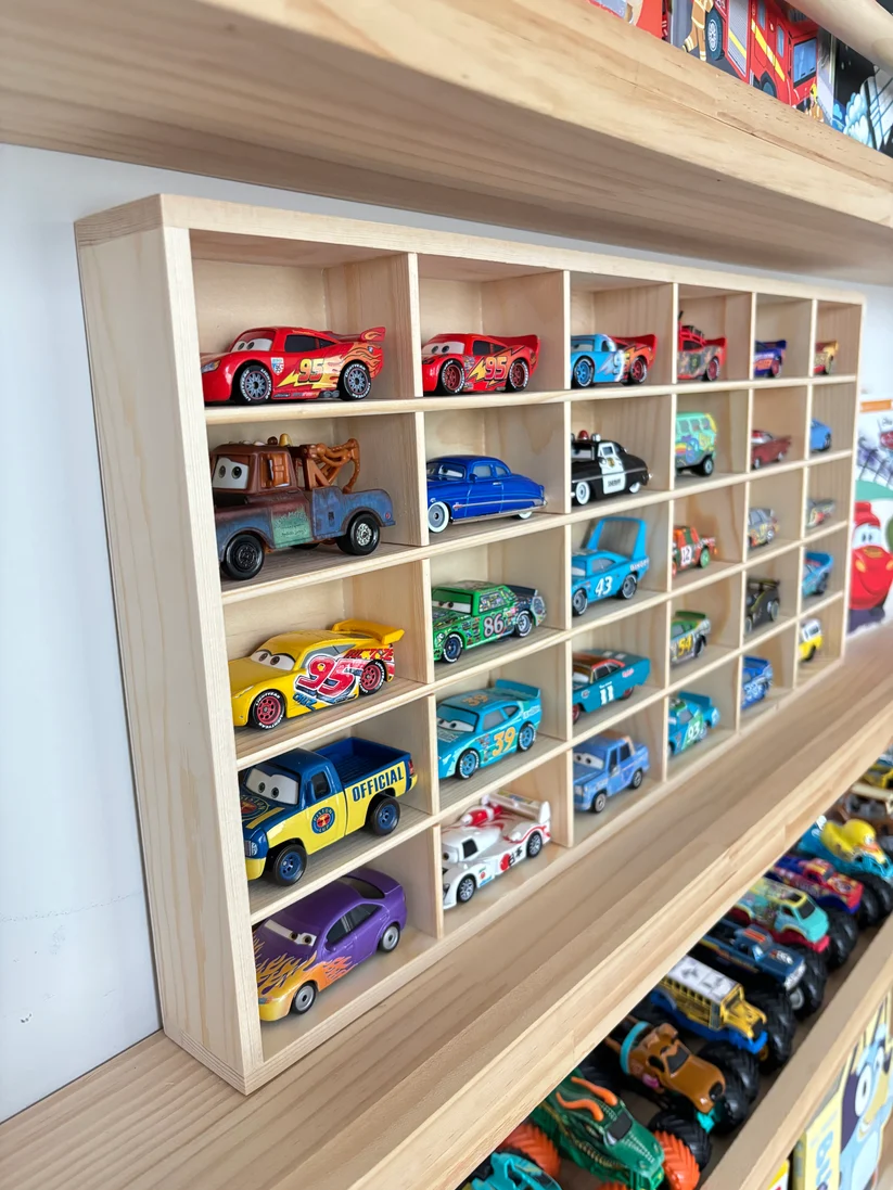 Wooden Diecast Display Rack, 30 Slots, 1:64