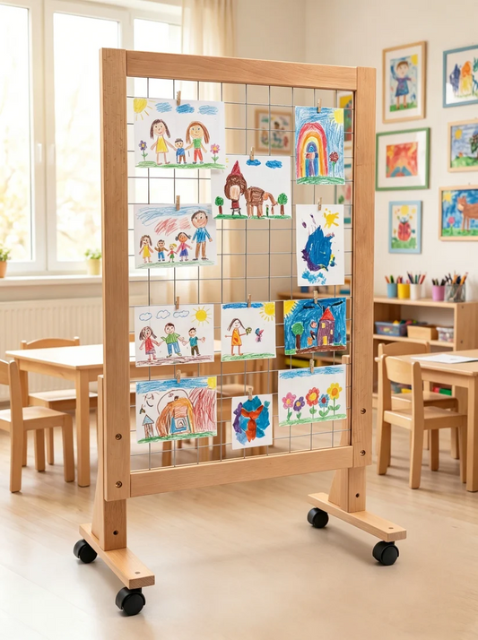 Height-Adjustable Mobile Art Rack