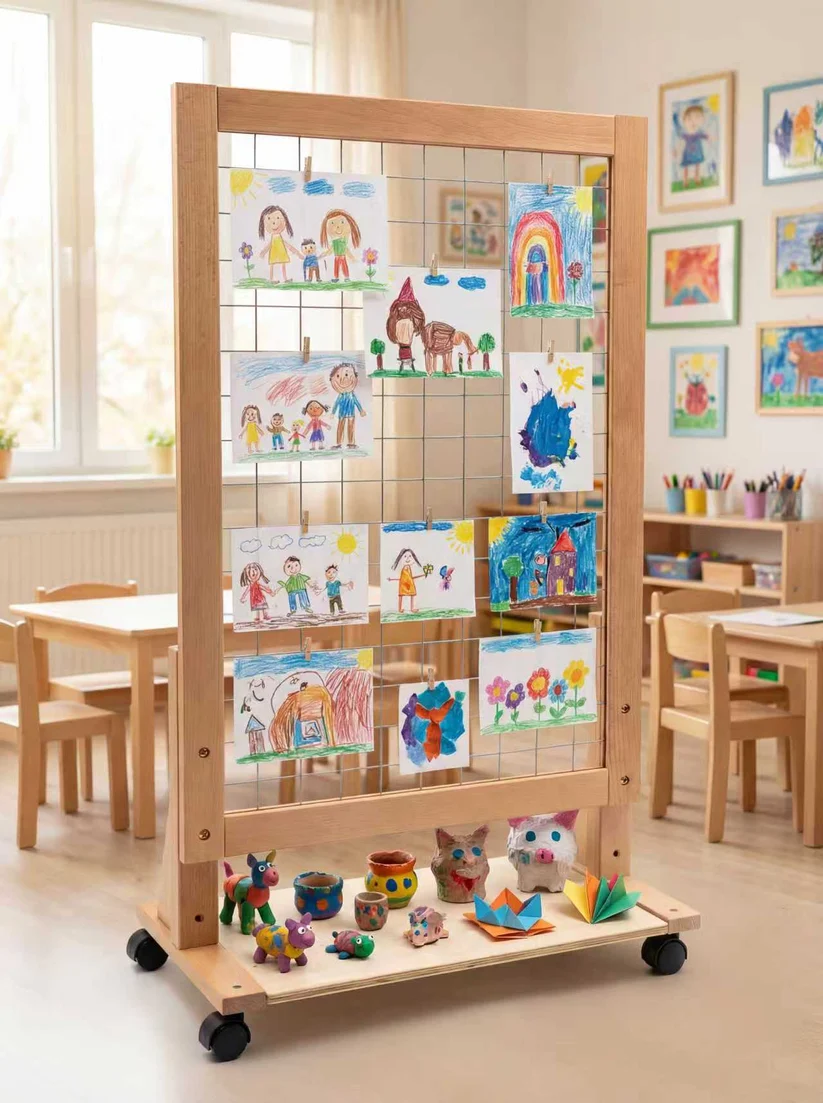 Height-Adjustable Mobile Art Rack