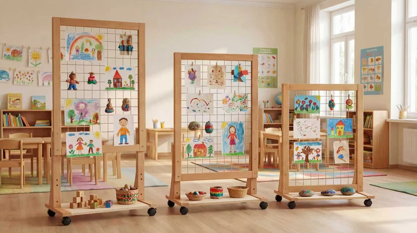 Height-Adjustable Mobile Art Rack
