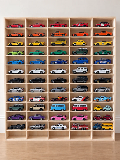 Wooden Diecast Display Rack, 65 Slots, 1:43