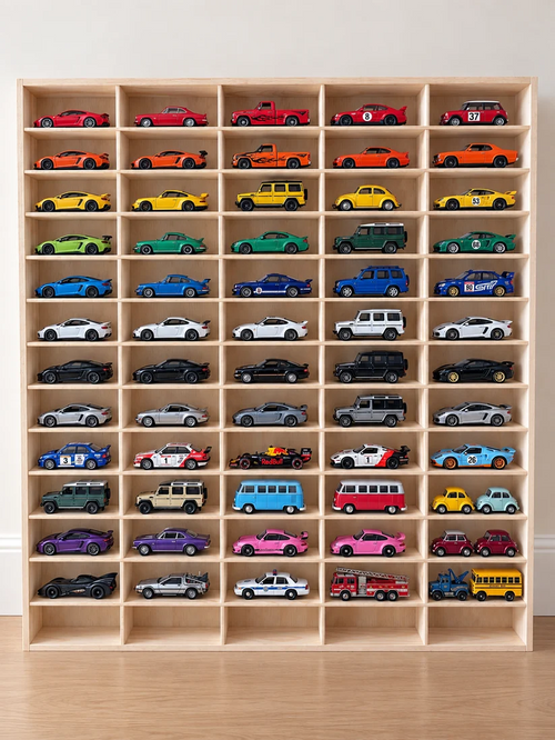Wooden Diecast Display Rack, 65 Slots, 1:43