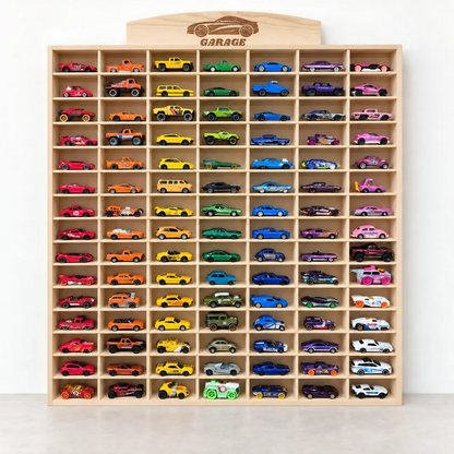 Wooden Diecast Display Rack, 105 Slots, 1:64