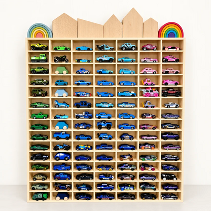 Wooden Diecast Display Rack, 105 Slots, 1:64