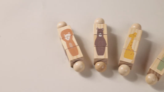 Educational Wooden Animal Shape Matching Toy with Rotating Rattles