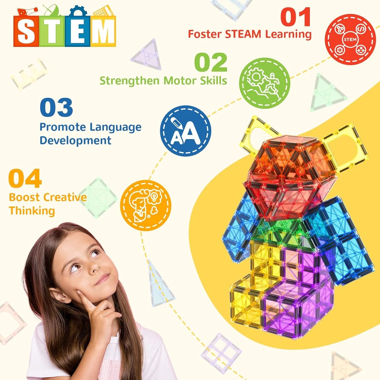 Magnetic Tiles Building Set – STEM Learning Toy for Kids